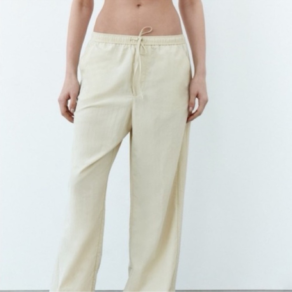 Zara Cream Wide-Leg Pants